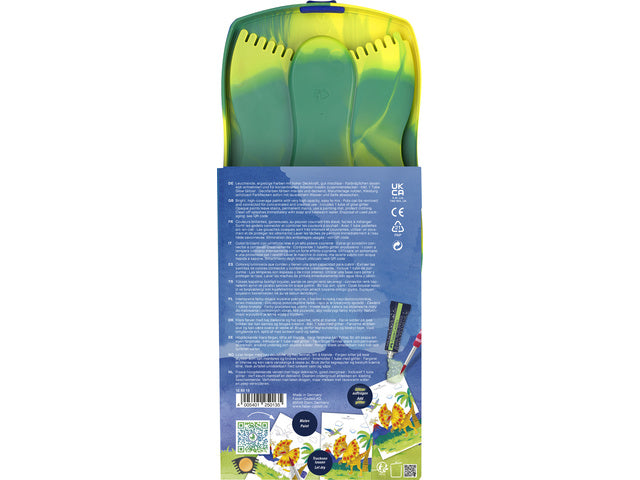Waterverfdoos Faber-Castell Connector 12 kleuren + 1 tube glow in the dark glitter Dino