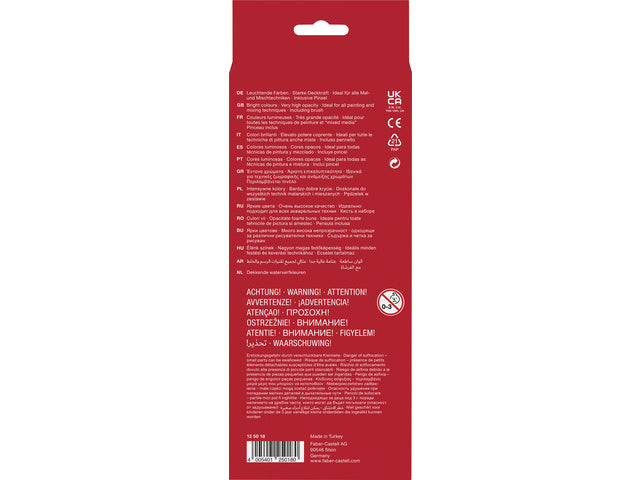 Waterverfdoos Faber-Castell 12 kleuren (diameter 30cm) incl. penseel