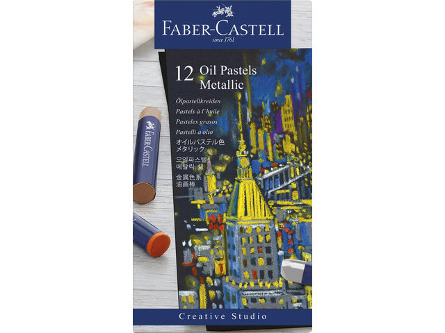 Oliepastelkrijt Faber-Castell Metallic 12 Stück verschiedene Farben