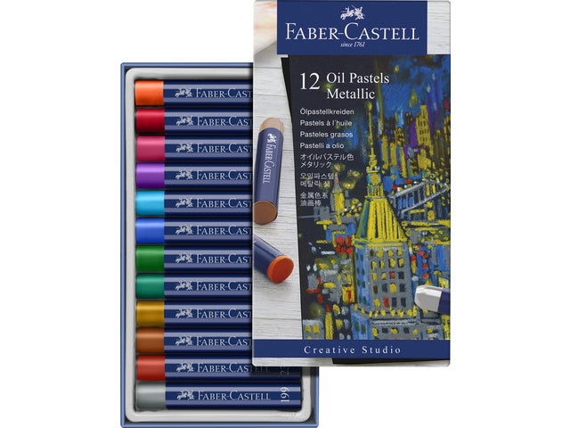 Oliepastelkrijt Faber-Castell Metallic 12 Stück verschiedene Farben