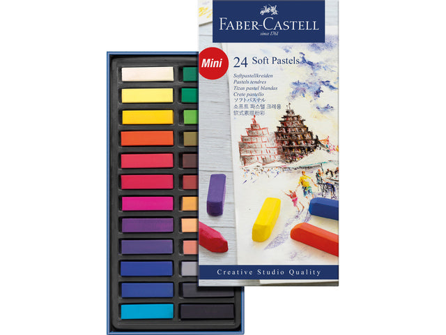 Pastelkrijt Faber-Castell halve lengte etui à 24 stuks