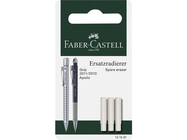 Reservegum Faber-Castell voor GRIP 2011/2010/Apollo blister a 3 stuks