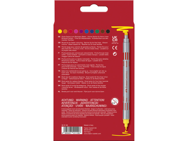 viltstiften Faber-Castell Duo etui met 10 stuks