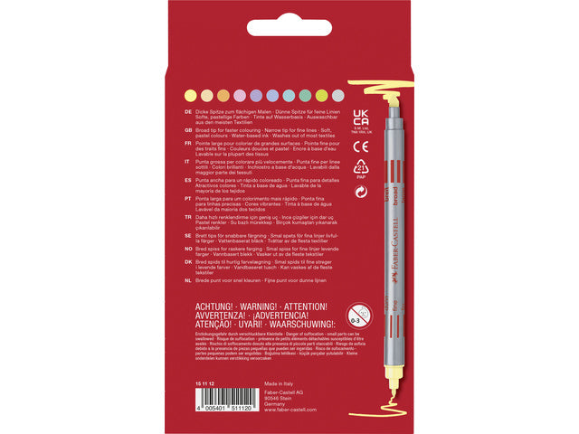 Viltstift Faber-Castell Duo 10 stuks pastel