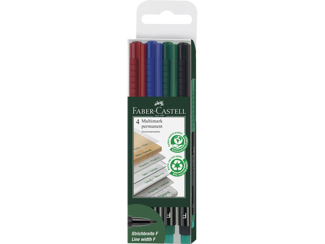 Marker Faber-Castell Multimark permanente F etui met 4 stuks