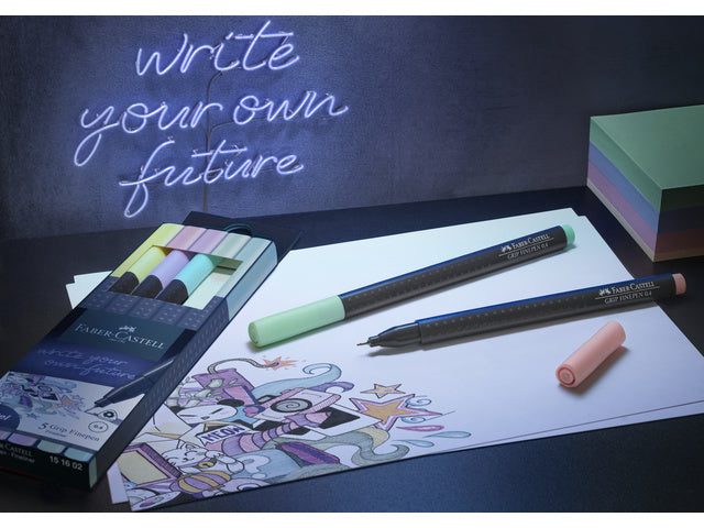Fineliner Faber-Castell Grip 0,4mm etui 5 stuks pastel assorti