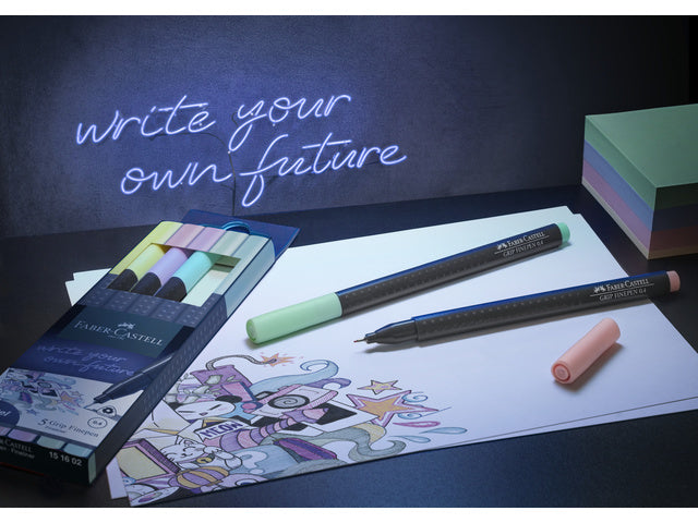 Fineliner Faber-Castell Grip 0,4mm etui 5 stuks pastel assorti