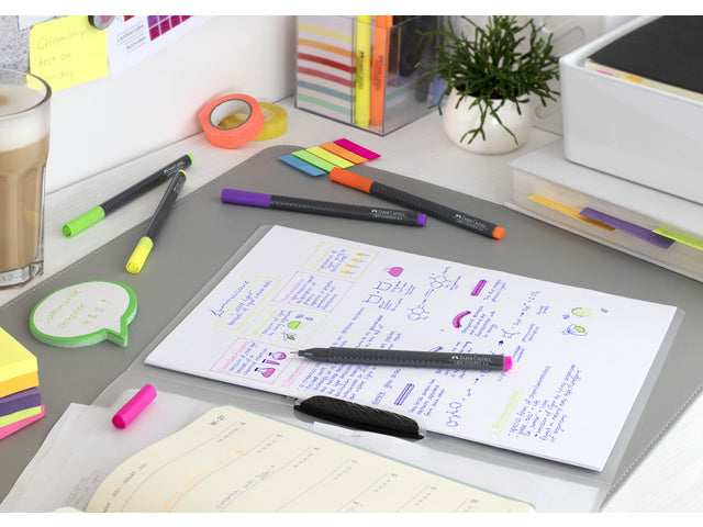 Fineliner Faber-Castell Grip 0,4mm etui 5 stuks neon assorti