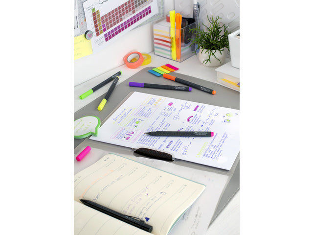 Fineliner Faber-Castell Grip 0,4mm etui 5 stuks neon assorti