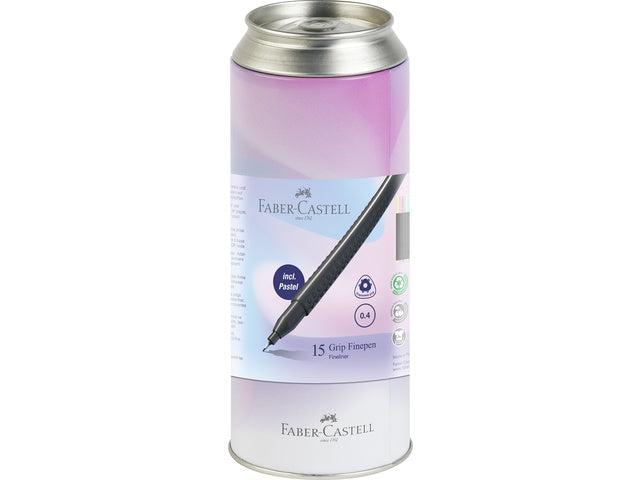 Fineliner Faber-Castell Grip 0,4mm blik 15 stuks