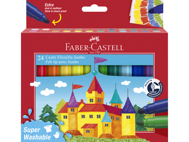 Viltstift Faber-Castell Jumbo 24 stuks super wasbaar karton etui