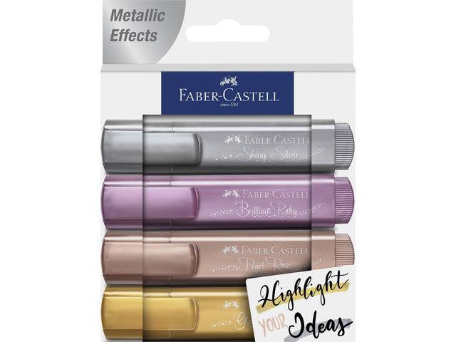 Tekstmarker Faber-Castell metallic etui 4 delig
