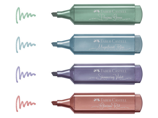 Textmarker Faber-Castell metallic etui 4 delig