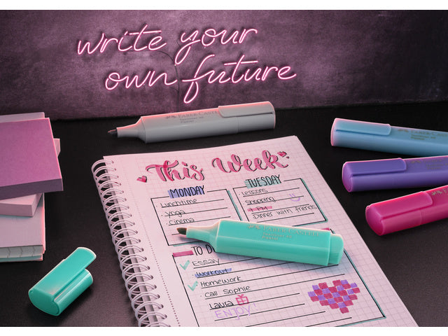 tekstmarker Faber-Castell 1546 etui met 8 stuks assorti pastel