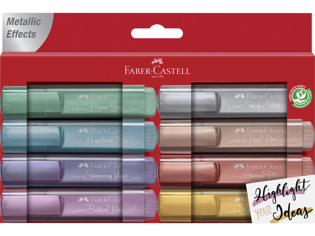 Tekstmarker Faber-Castell 46 Metallic set 8 stuks