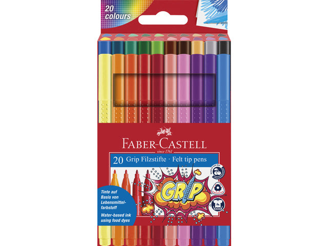 viltstiften Faber-Castell GRIP Colour etui 20 stuks