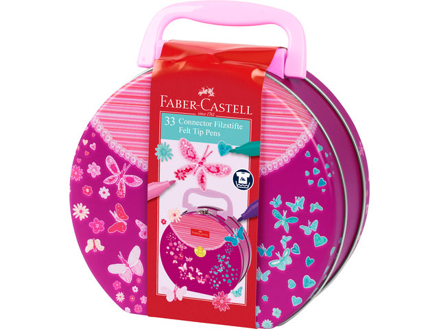 Viltstift Faber-Castell Connector Handtas 33 Stück sortiert