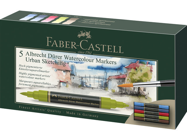 Aquarelmarker Faber-Castell Albrecht Dürer, doos á 5 stuks Urban Sketching