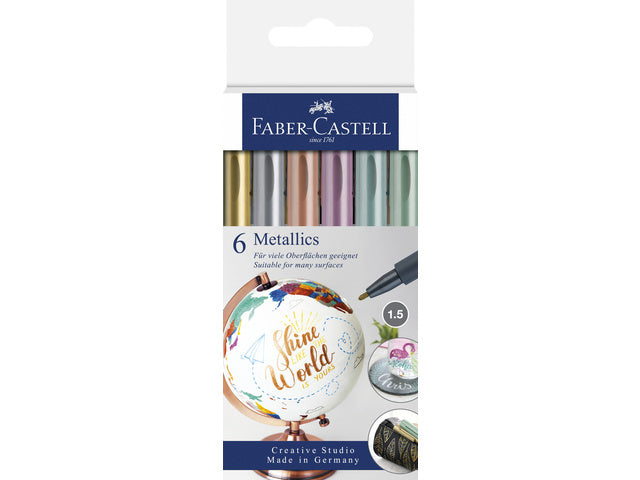 Marker Faber-Castell metallic kleur assorti lijnbreedte 1,5mm