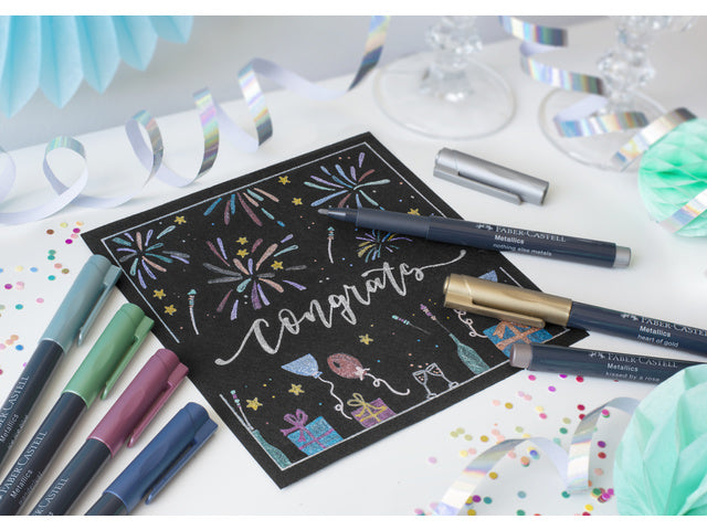 Marker Faber-Castell Metallic kleur assorti 12 stuks in etui