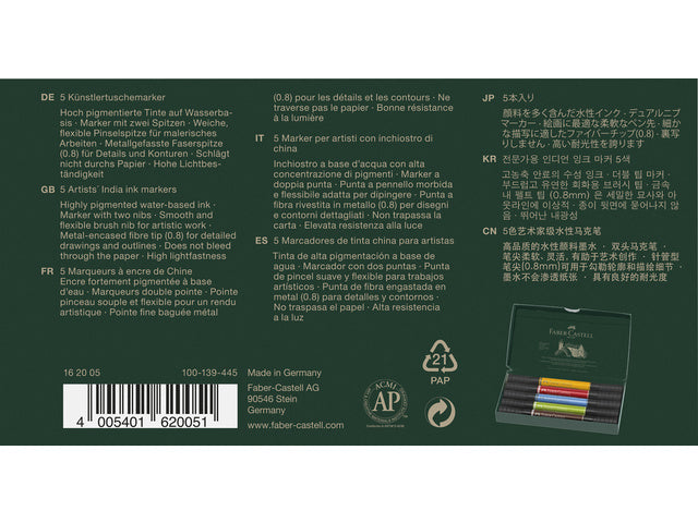 Tekenstift Faber-Castell Pitt Artist Pen Duo Marker, Etui mit 5 Stück