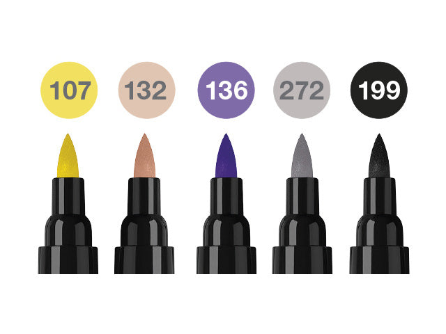 Tekenstift Faber-Castell Pitt Artist duo marker Fashion etui 5pcs color nrs: 107,132,136,199,272