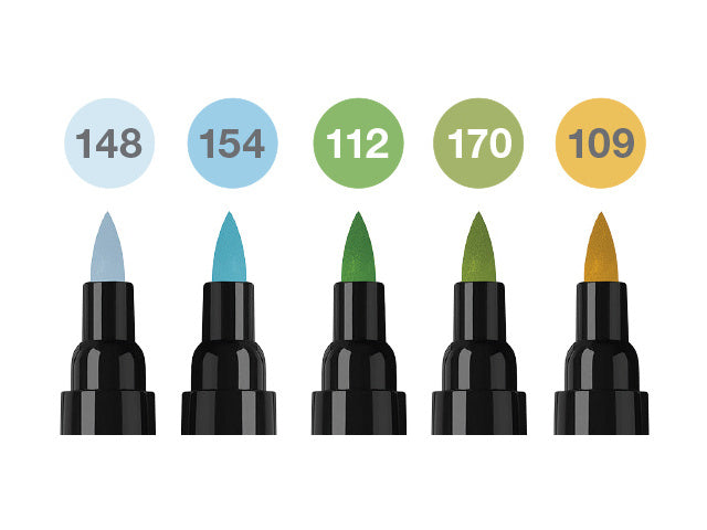 Tekenstift Faber-Castell Pitt Artist duo marker Dieren etui 5stuks kleur nrs: 109,112,148,154,170