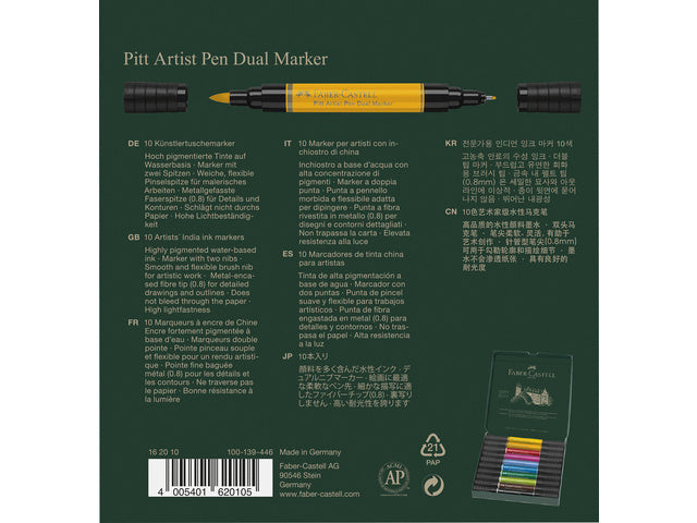 Tekenstift Faber-Castell Pitt Artist Pen Duo Marker, Etui mit 10 Stück