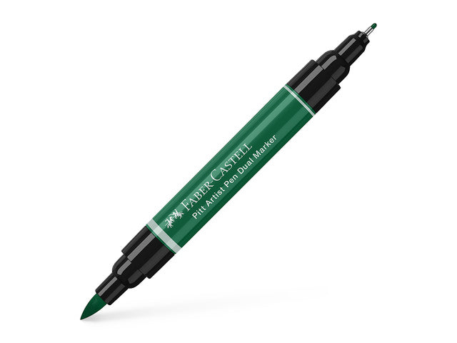 Tekenstift Faber-Castell Pitt Artist Pen duo marker 264 donker phthalogroen