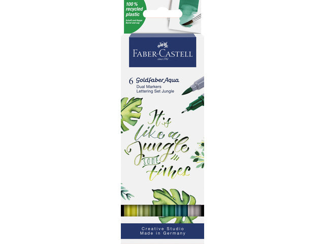 Duo aquarelmarker Faber-Castell Goldfaber etui 6 stuks Seaside beletteringset kleur nrs: 158, 174, 264, 267, 272.370