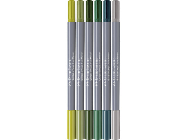 Duo aquarelmarker Faber-Castell Goldfaber etui 6 stuks Seaside beletteringset kleur nrs: 158, 174, 264, 267, 272.370