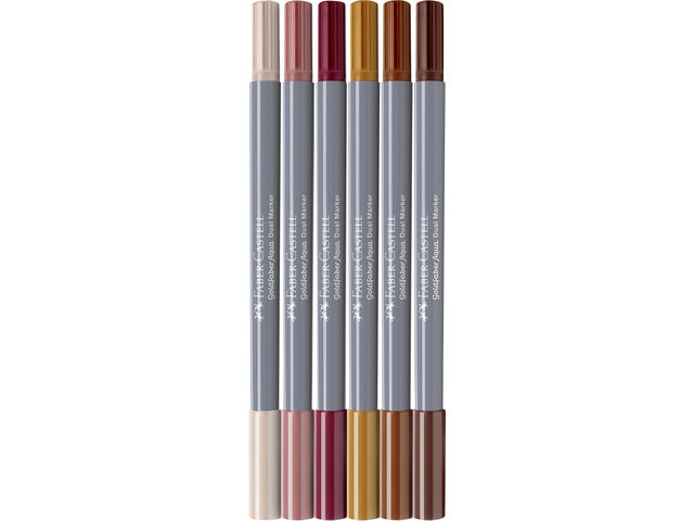 Duo aquarelmarker Faber-Castell Goldfaber etui 6 stuks BoHo beletteringset kleur nrs: 116, 183, 187, 195, 227, 283