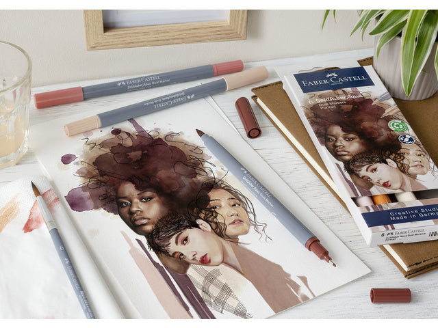 Duo aquarelmarker Faber-Castell Goldfaber etui 6 stuks Portret