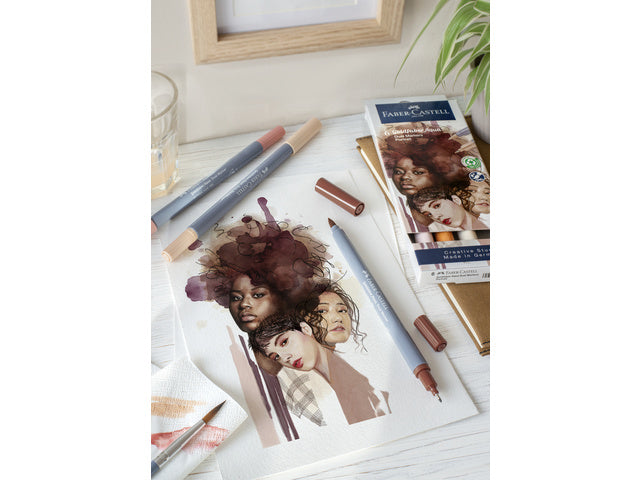 Duo aquarelmarker Faber-Castell Goldfaber etui 6 stuks Portret