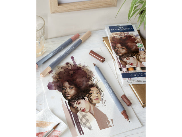 Duo aquarelmarker Faber-Castell Goldfaber etui 6 stuks Portret