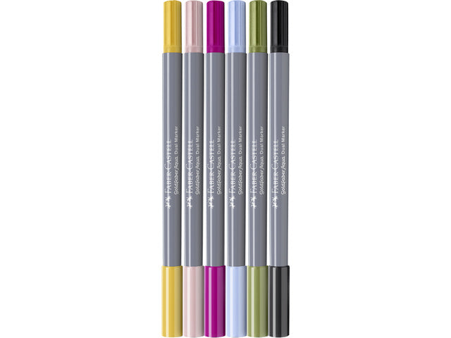 Duo aquarelmarker Faber-Castell Goldfaber etui 6 stuks Belettering