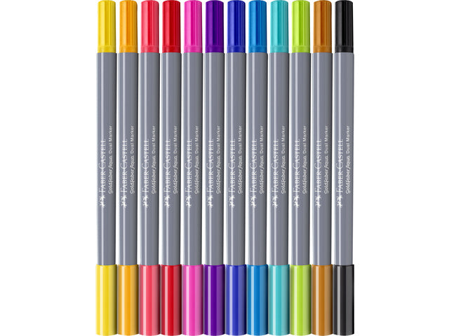 Duo aquarelmarker Faber-Castell Goldfaber etui 12 stuks