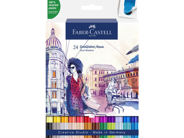 Duo aquarelmarker Faber-Castell Goldfaber etui 24 stuks