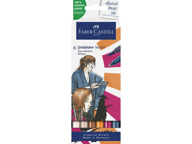 Sketchmarker Faber-Castell Goldfaber etui 6 stuks Manga op alcoholbasis