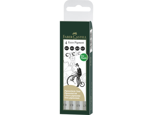 tekenpen Faber-Castell Ecco Pigment 4-delig etui