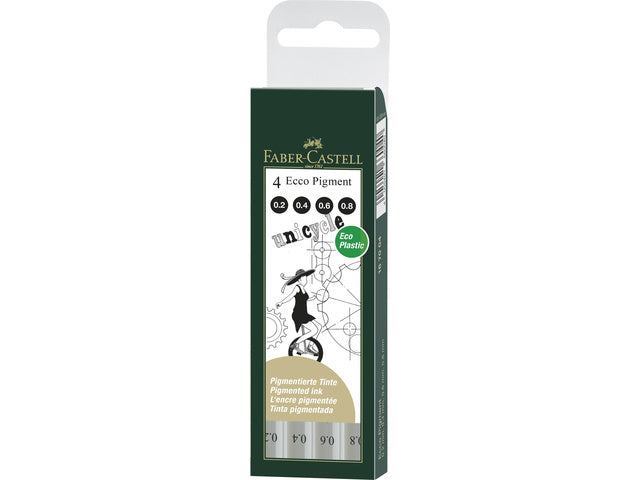tekenpen Faber-Castell Ecco Pigment 4-delig etui