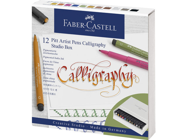 Tekenstift Faber-Castell Pitt artist kalligrafieset Studiobox 12 stuks