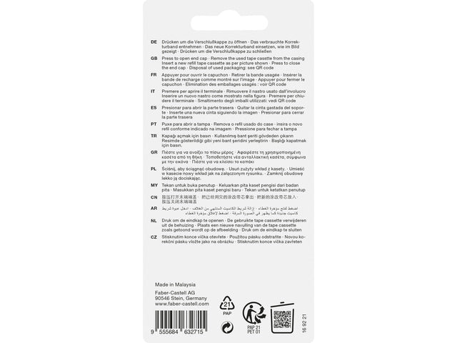 Correctieroller Faber-Castell One Touch met 1 vulling blauw