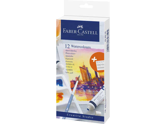 Waterverf Faber-Castell 12 stuks assorti kleuren