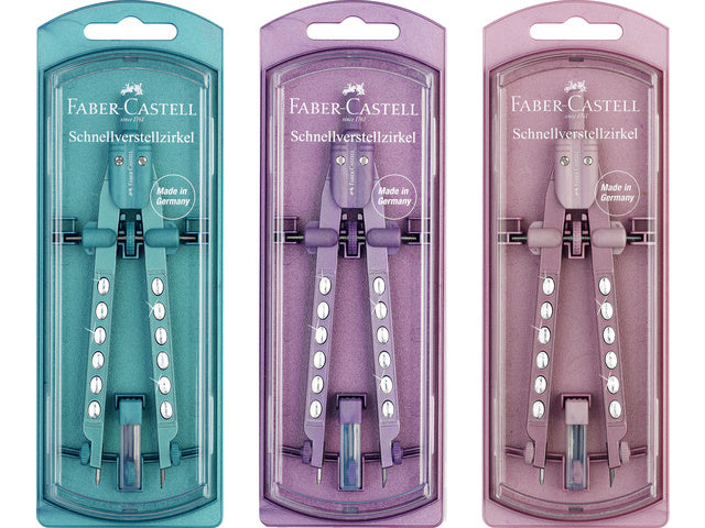 Snelverstelpasser Faber-Castell Factory Sparkle assorti ocean, violet, rose metallic