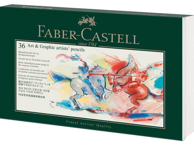 Bewaarblik Faber-Castell geschikt voor 36 potloden. Voorzien van 3 inleg trays.