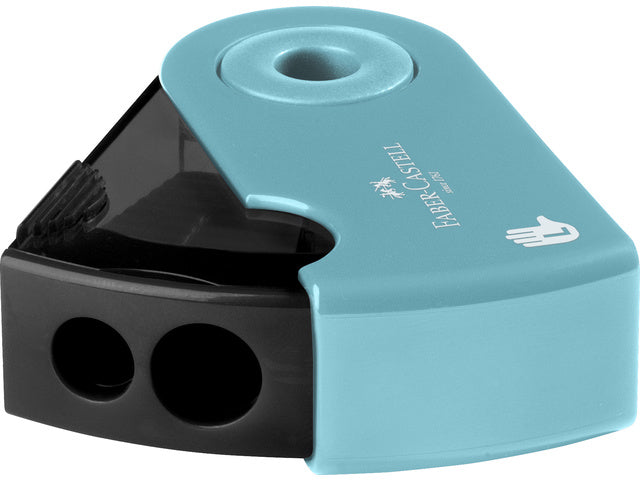 Puntenslijper Faber-Castell SLEEVE dubbel turquoise linkshandig