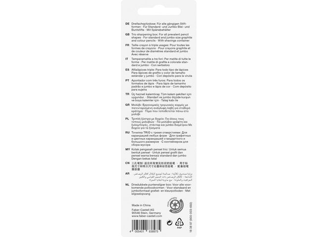 puntenslijper Faber-Castell GRIP Trio zilver op blister