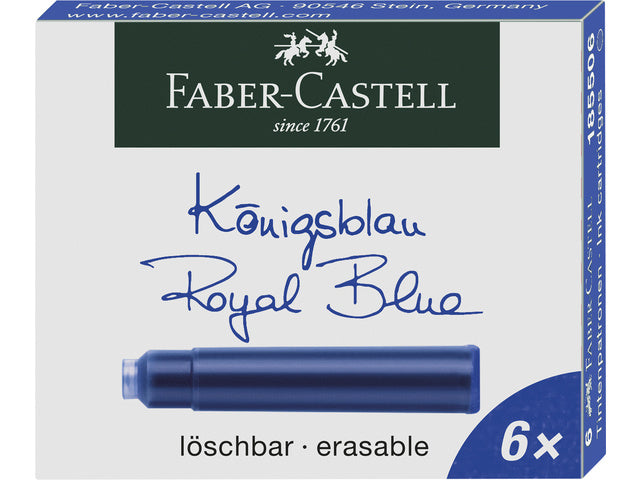 inktpatronen Faber-Castell blauw doosje a 6 stuks