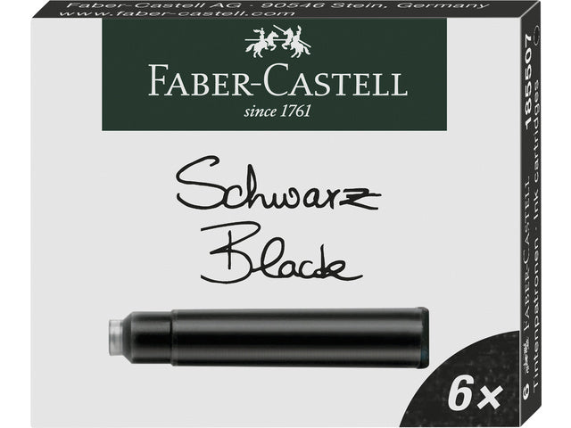 inktpatronen Faber-Castell zwart doosje a 6 stuks